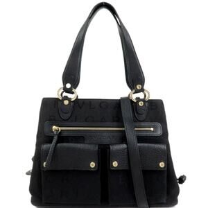 💎✨Beautiful✨💎Authentic BVLGARI Logo Mania Canvas Leather 2Way Bag Shoulder Bag